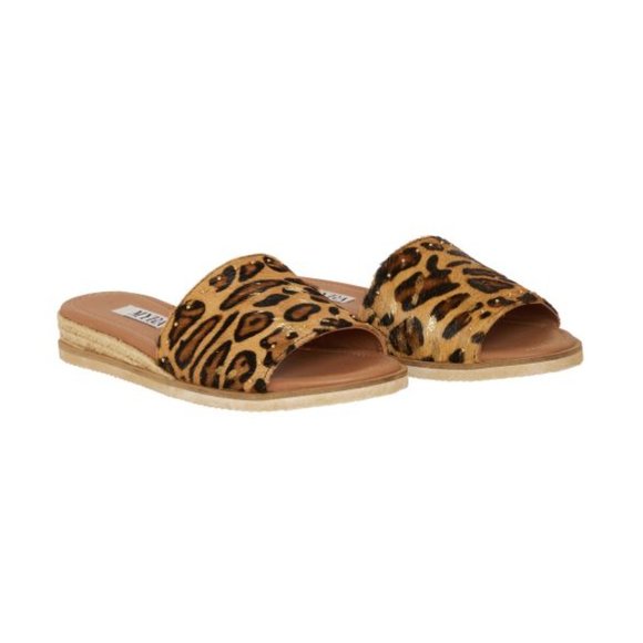 Myra Bag Shoes - Myra Punky Leopard Print Shoes Sandals Slides Size 8